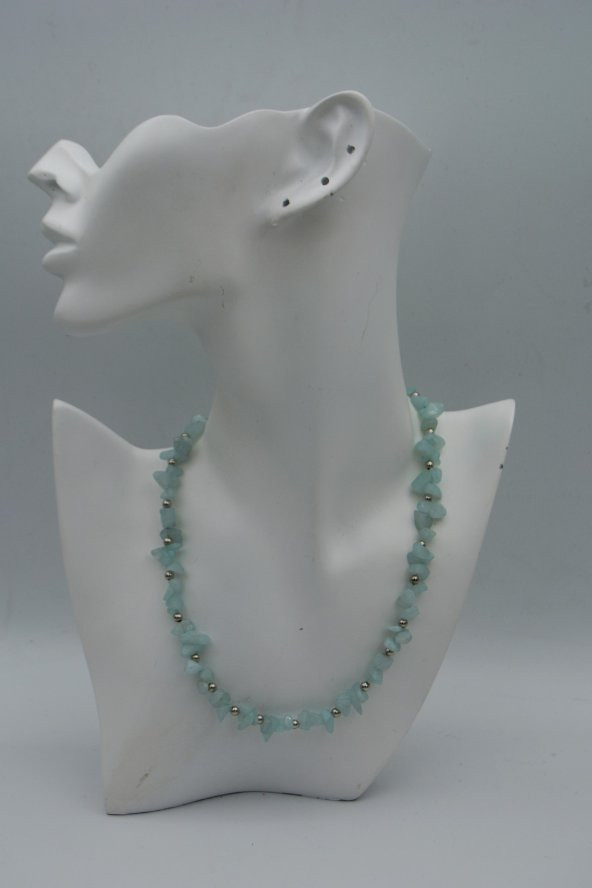 STONEAGE AKUAMARİN TAŞLI TASARIM KOLYE - Resim 4