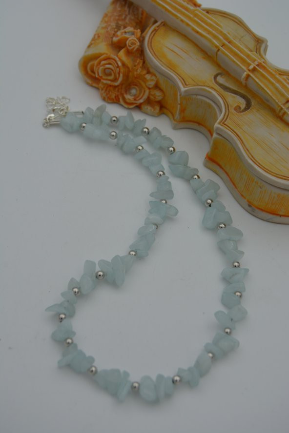 STONEAGE AKUAMARİN TAŞLI TASARIM KOLYE - Resim 5