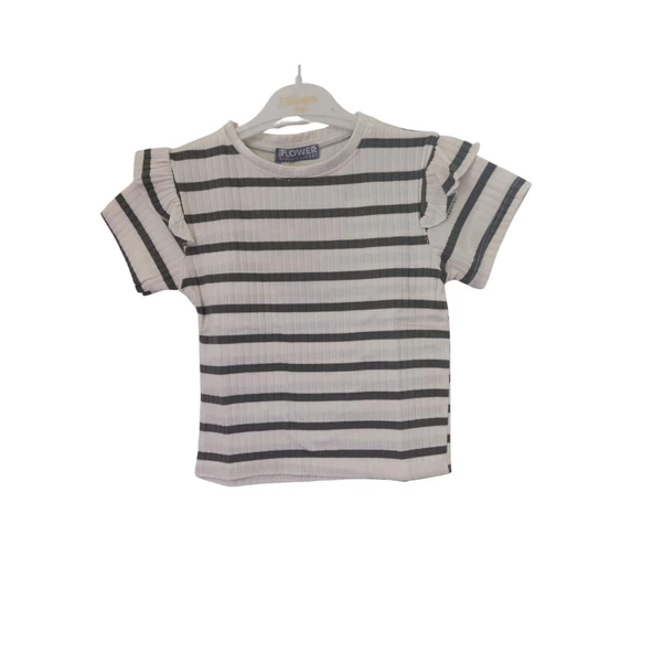 FLOWER ÇİZGİLİ POLİVASKON T-SHİRT - Resim 2