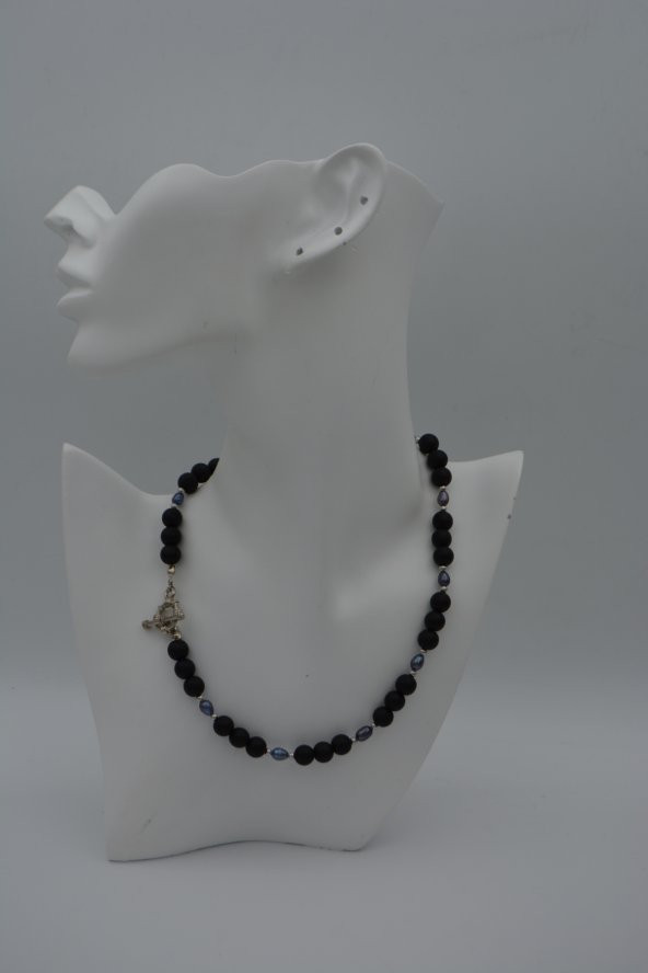 STONEAGE SİYAH İNCİ VE MAT ONİKS KOLYE - Resim 2