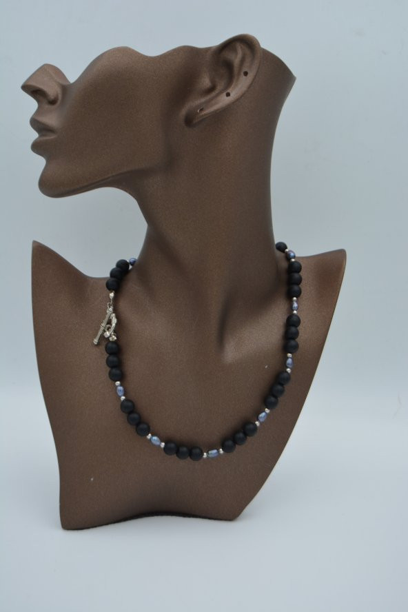 STONEAGE SİYAH İNCİ VE MAT ONİKS KOLYE - Resim 3