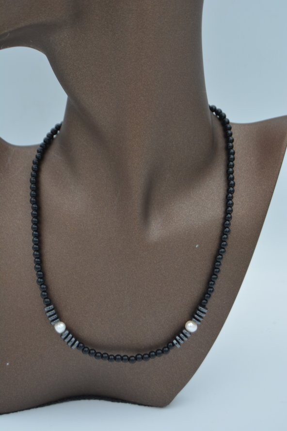 STONEAGE HEMATİT İNCİ VE ONİKS TAŞLI KOLYE - Resim 2