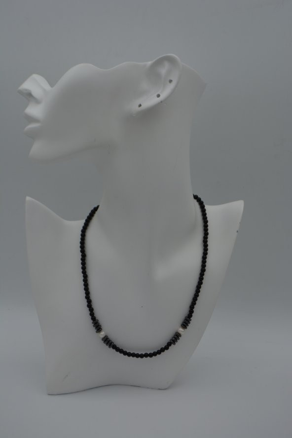 STONEAGE HEMATİT İNCİ VE ONİKS TAŞLI KOLYE - Resim 4