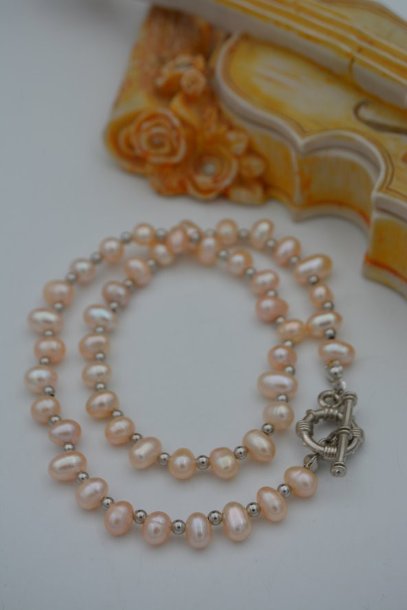 STONEAGE PEMBE İNCİ KOLYE - Resim 3