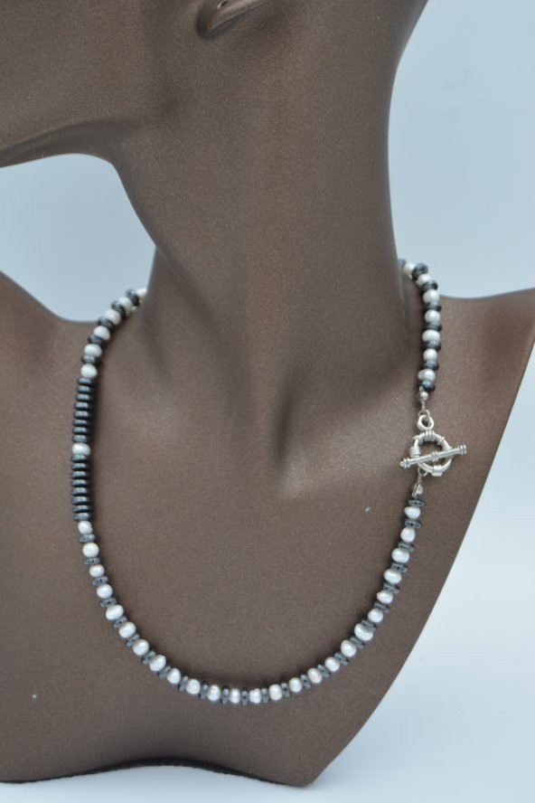 STONEAGE İNCİ VE HEMATİT KOLYE - Resim 4