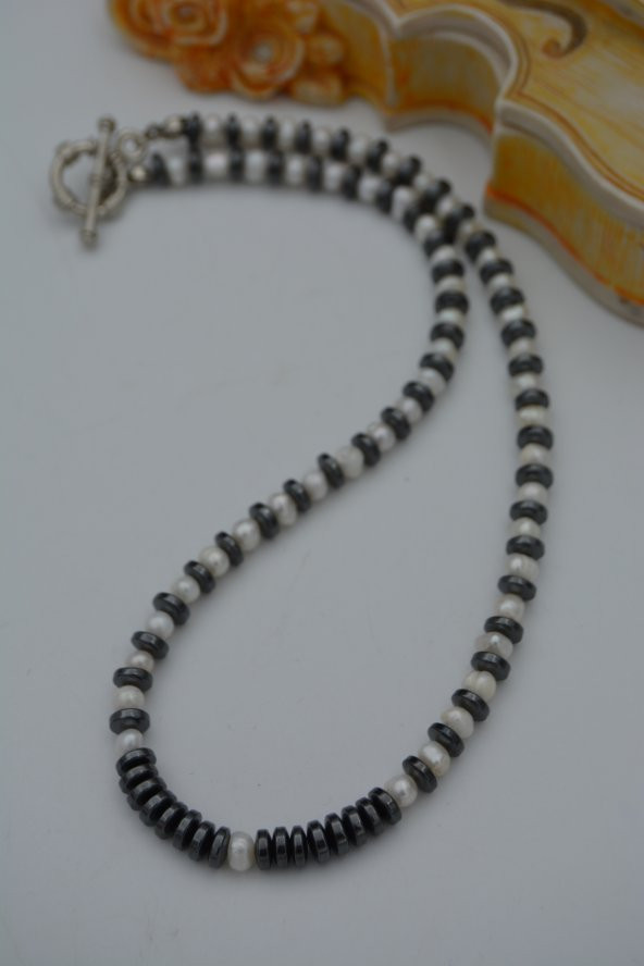 STONEAGE İNCİ VE HEMATİT KOLYE - Resim 7