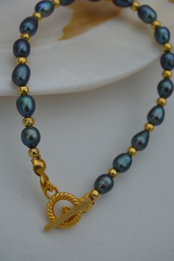 STONEAGE JEWELLERY Siyah Arpa İncili Bileklik ürün görseli