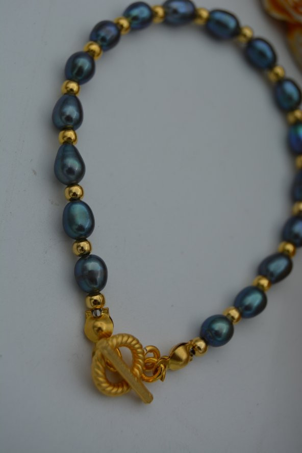 STONEAGE JEWELLERY Siyah Arpa İncili Bileklik - Resim 3