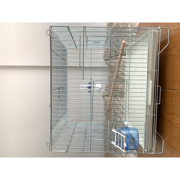 Muhabbet Kuşu Üretim Kafesi (Yemlik, suluk, ahşap tünek dahil) Kalın Telli - 2