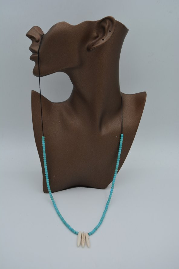 STONEAGE JEWELLERY Turkuaz Doğal Taşlı Metalsiz Kolye - Resim 2