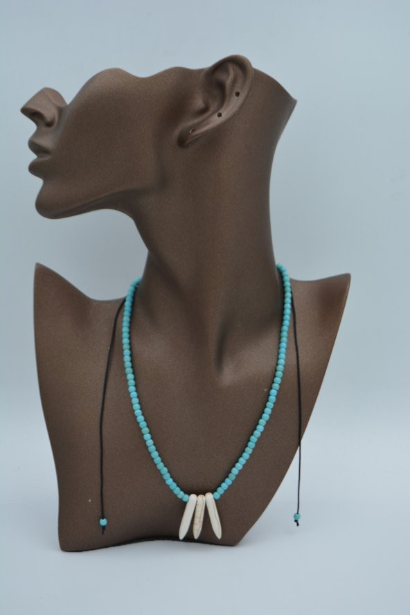 STONEAGE JEWELLERY Turkuaz Doğal Taşlı Metalsiz Kolye - Resim 5