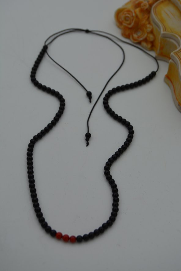 STONEAGE JEWELLERY Mercan ve Oniks Taşlı Kolye - Resim 2