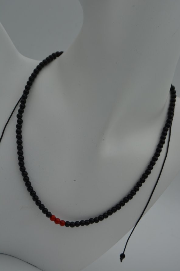 STONEAGE JEWELLERY Mercan ve Oniks Taşlı Kolye - Resim 3