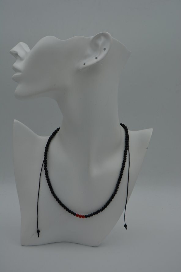 STONEAGE JEWELLERY Mercan ve Oniks Taşlı Kolye - Resim 4