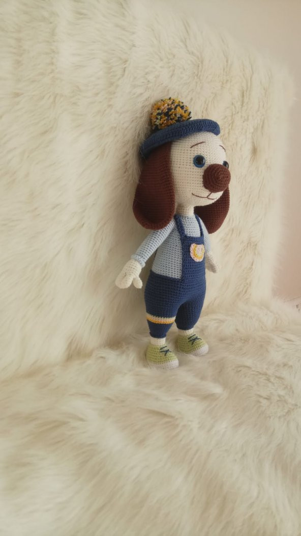 Ressam Köpek Amigurumi Organik Oyuncak - 4