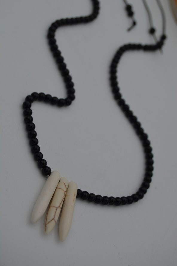 STONEAGE JEWELLERY Oniks Doğal Taşlı Metalsiz Kolye ürün görseli