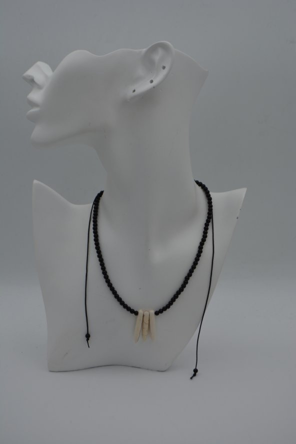 STONEAGE JEWELLERY Oniks Doğal Taşlı Metalsiz Kolye - Resim 3