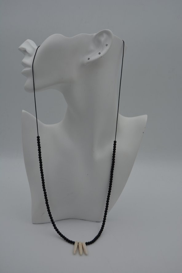 STONEAGE JEWELLERY Oniks Doğal Taşlı Metalsiz Kolye - Resim 5