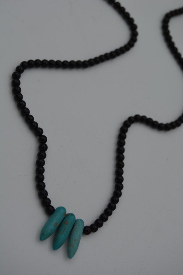 STONEAGE JEWELLERY Amazonit ve Oniks Taşlı Metalsiz Şifa Kolyesi ürün görseli