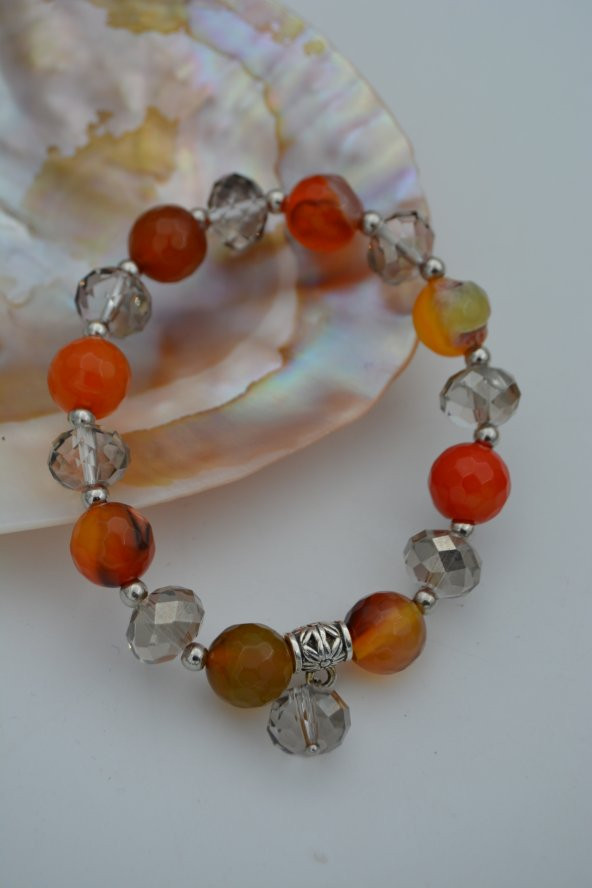 STONEAGE JEWELLERY Akik Taşlı ve Çek Kristali Bileklik ürün görseli