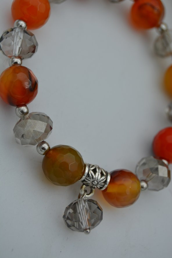 STONEAGE JEWELLERY Akik Taşlı ve Çek Kristali Bileklik - Resim 3