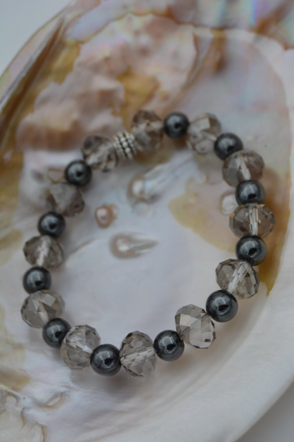 STONEAGE Hematit Taşı ve Çek Kristalli Bileklik - Resim 2