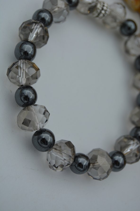 STONEAGE Hematit Taşı ve Çek Kristalli Bileklik - Resim 3