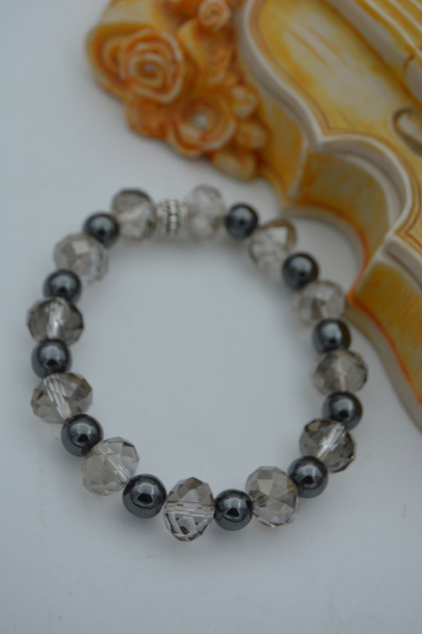 STONEAGE Hematit Taşı ve Çek Kristalli Bileklik - Resim 4