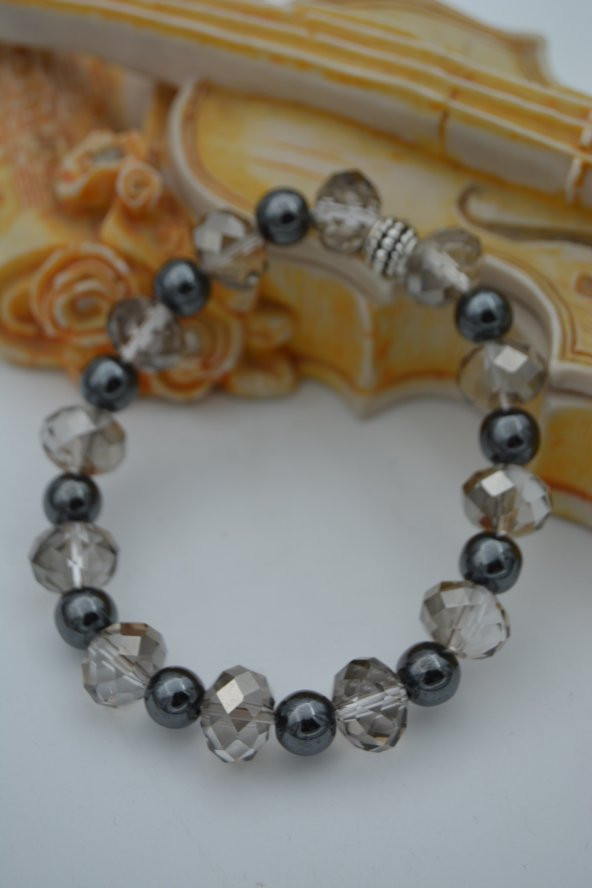 STONEAGE Hematit Taşı ve Çek Kristalli Bileklik - Resim 5