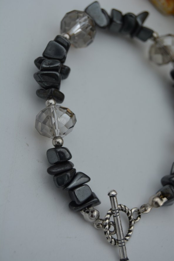STONEAGE JEWELLERY Hematit ve Çek Kristalden Bileklik - 4