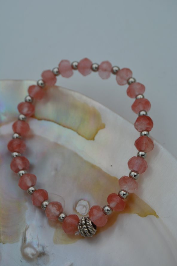 STONEAGE JEWELLERY Gül Kuvars Doğal Taşlı Bileklik ürün görseli