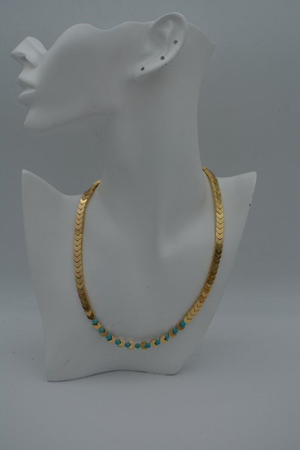 STONEAGE Hematit ve Turkuaz Taşlı Bayan Kolye - Resim 9