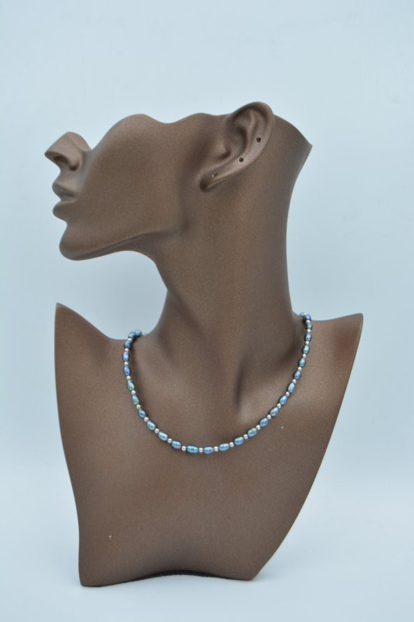 STONEAGE Siyah Arpa İnci Bayan Kolye - Resim 2