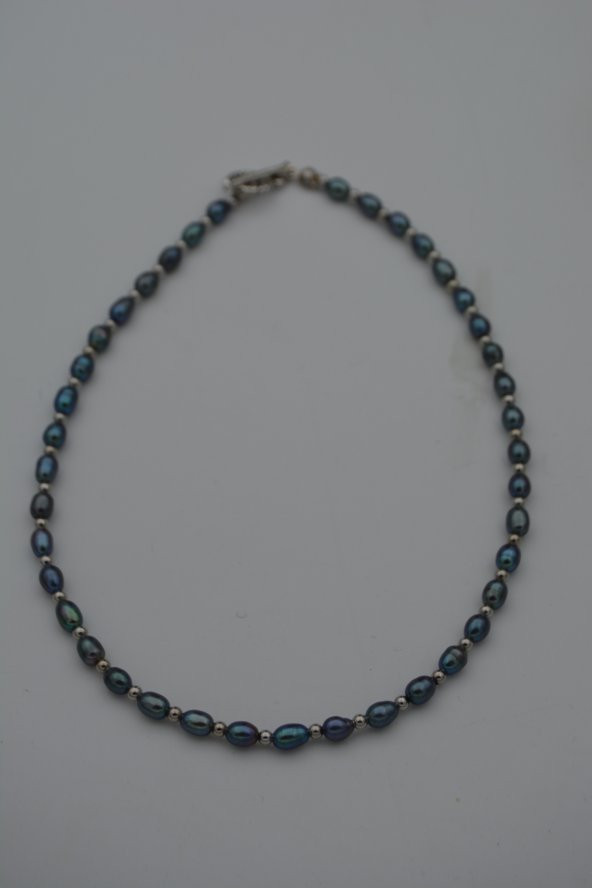 STONEAGE Siyah Arpa İnci Bayan Kolye - Resim 3