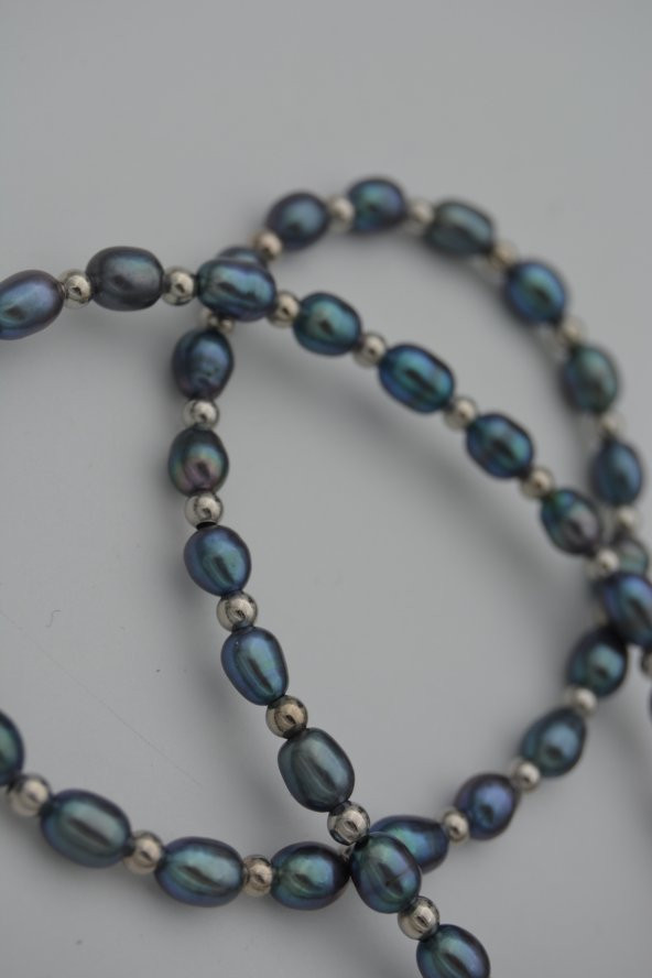 STONEAGE Siyah Arpa İnci Bayan Kolye - Resim 4