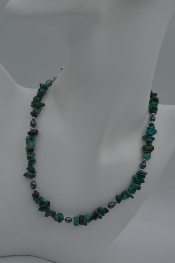 STONEAGE Afrika Turkuazı ve Siyah İnci Kolye - Resim 6