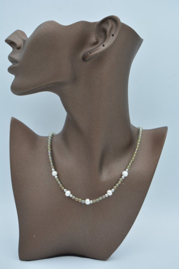 STONEAGE Kristal ve Gerçek İnci Kolye - Resim 2