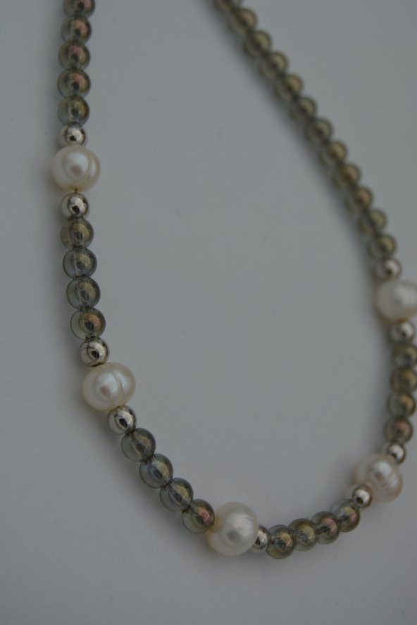 STONEAGE Kristal ve Gerçek İnci Kolye - Resim 3