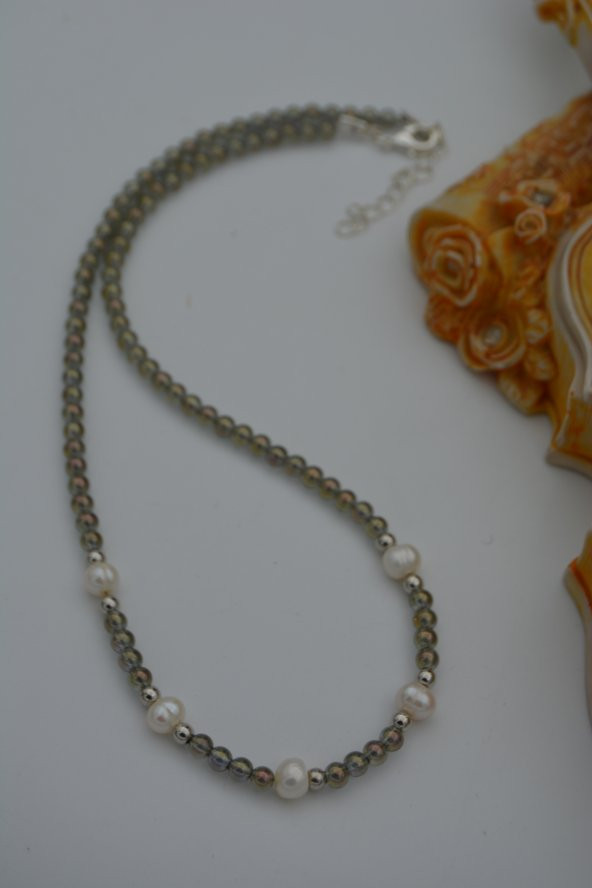 STONEAGE Kristal ve Gerçek İnci Kolye - Resim 4