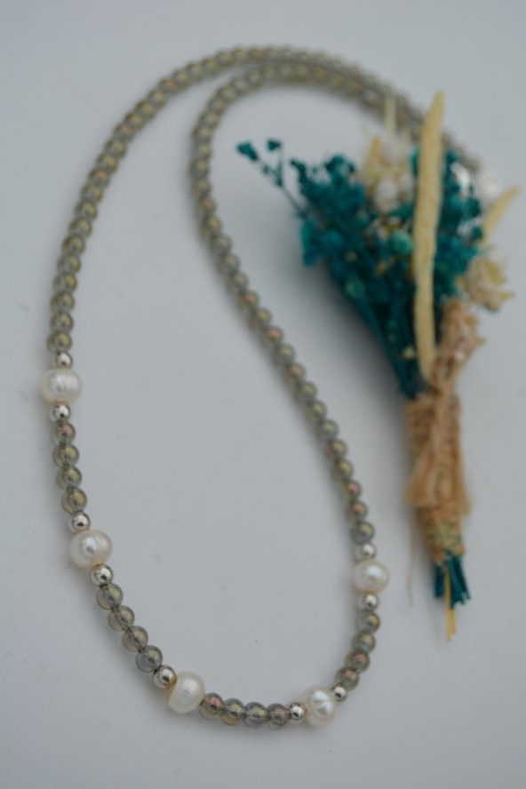 STONEAGE Kristal ve Gerçek İnci Kolye - Resim 5