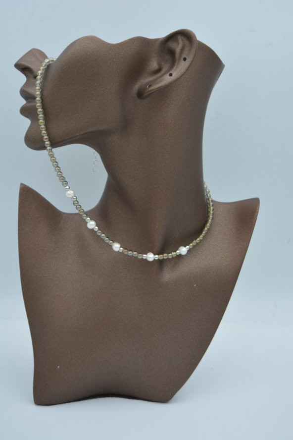 STONEAGE Kristal ve Gerçek İnci Kolye - Resim 6