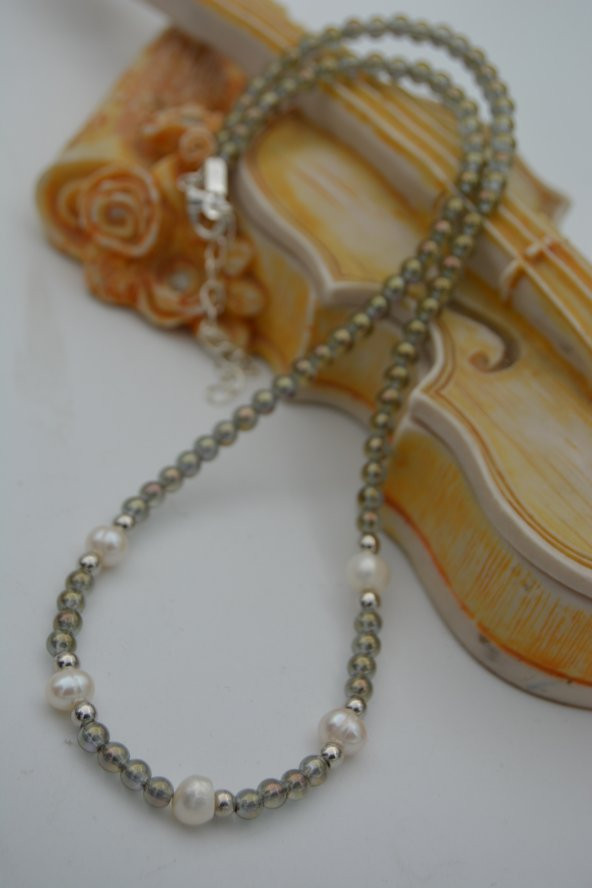 STONEAGE Kristal ve Gerçek İnci Kolye - Resim 7