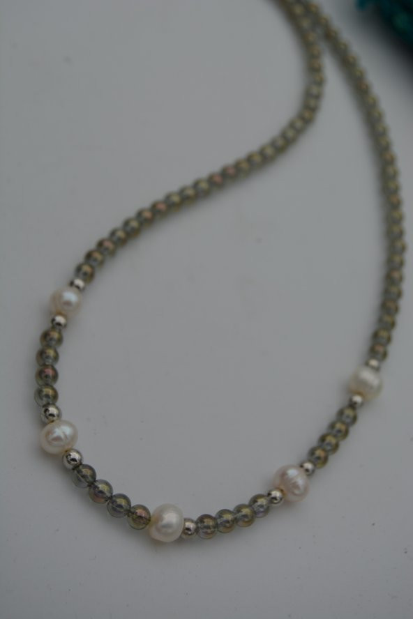 STONEAGE Kristal ve Gerçek İnci Kolye - Resim 8