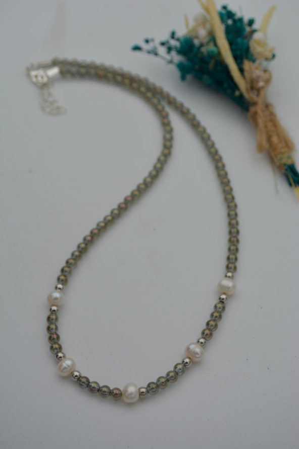 STONEAGE Kristal ve Gerçek İnci Kolye - Resim 9