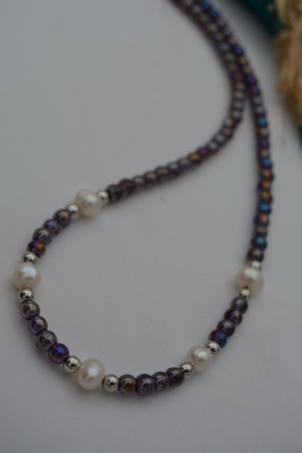 STONEAGE Kristal ve Gerçek İncili Kolye - 5