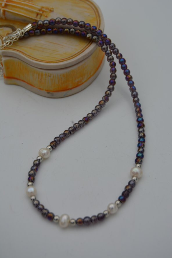 STONEAGE Kristal ve Gerçek İncili Kolye - 6