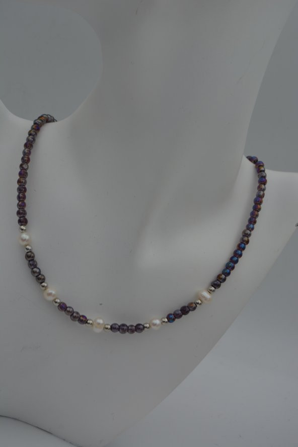 STONEAGE Kristal ve Gerçek İncili Kolye - 7