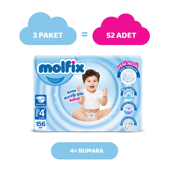 Molfix Bebek Bezi 4+ Beden Maxi Plus Avantajlı Paket 156 Adet - 2