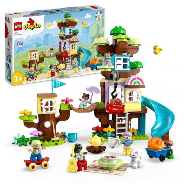 LEGO® DUPLO® 3 ü 1 Arada Ağaç Ev 10993,3 Yaş ve Üzeri için Yaratıcı Oyuncak Yapım Seti (126 Parça)