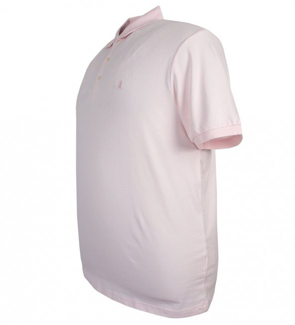 Büyük Beden Erkek Tişört Polo Yaka Likralı Pike Pembe - 4
